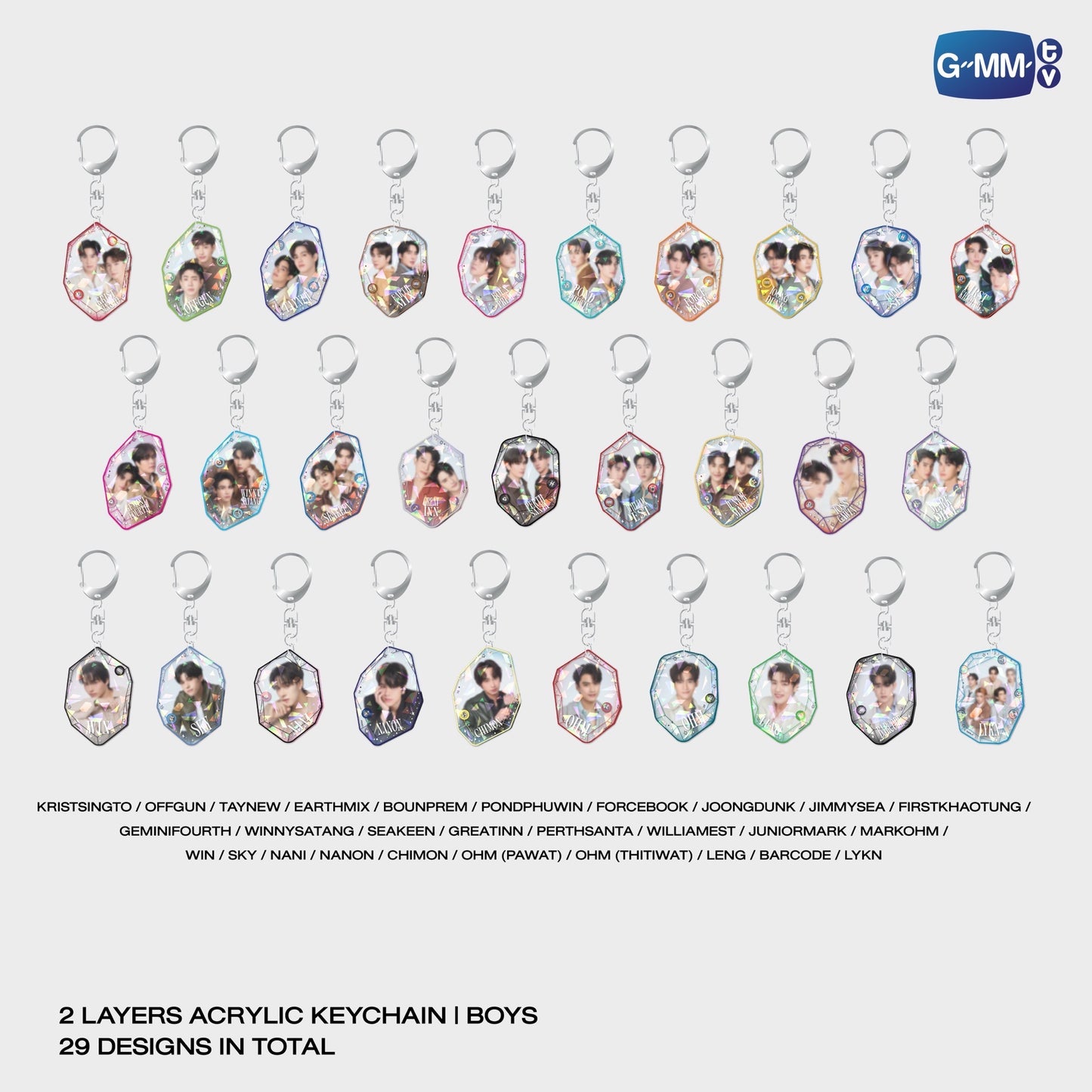 FF26-224 2 LAYERS ACRYLIC KEYCHAIN I BOYS 29 DESIGNS IN TOTAL