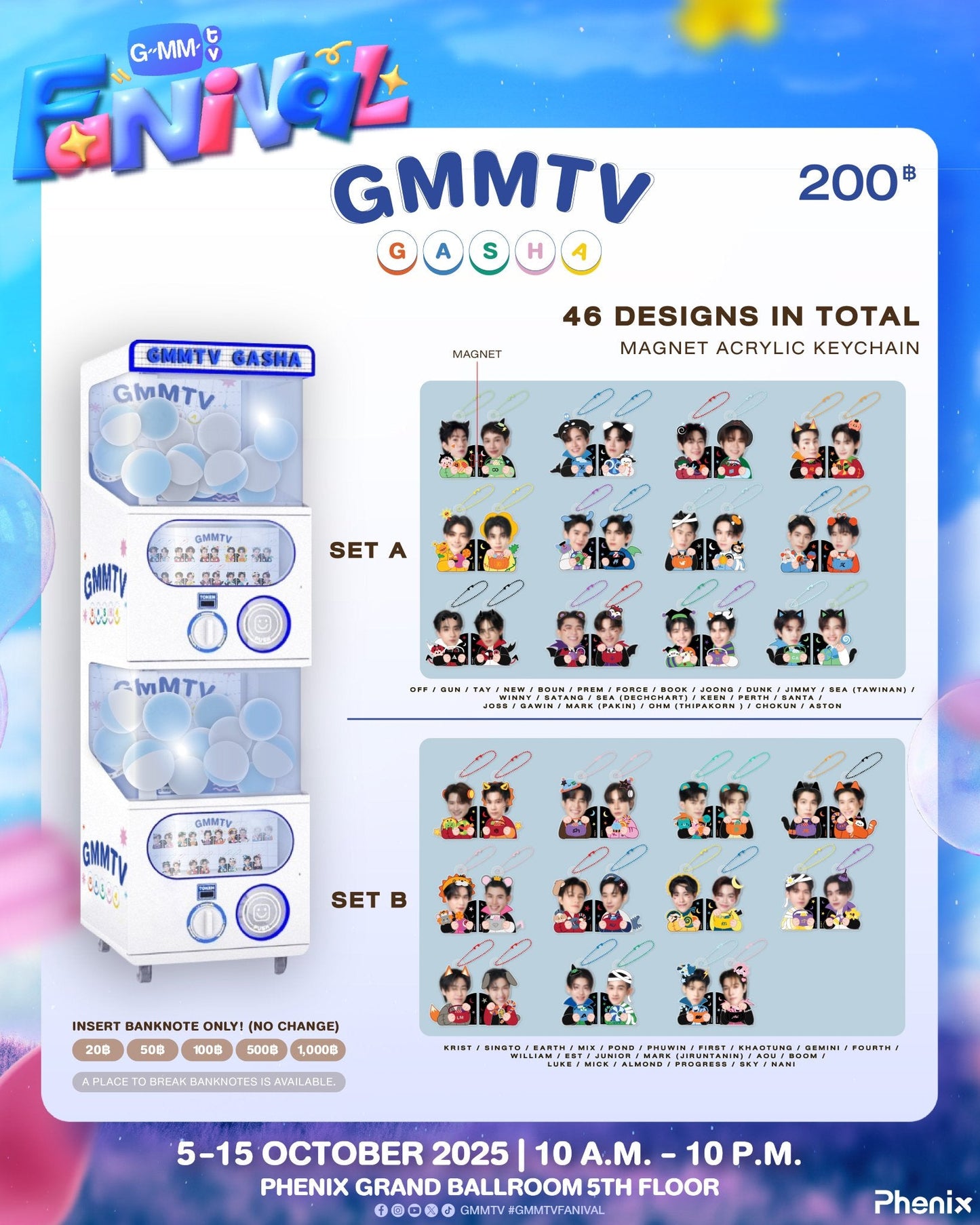 UM26-218 【GMMTV FANIVAL】 GMMTV GASHA BOYS MAGNET ACRYLIC KEYCHAIN