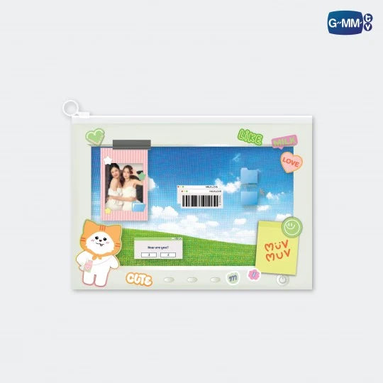 FD30-009 MUVMUV CHARACTER POCKET ZIP FOLDER